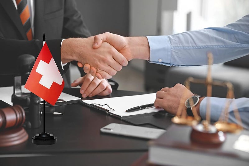 tibijoy Switzerland Swiss Deluxe Desk Flag Set Small Mini Miniature Switzerland Swiss Table Desktop Flags With Solid Pole, Black Base and Spear Top(2 Pack) - Image 5